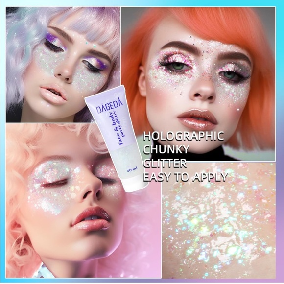 NWT Body/Face/Hair Cosmetic Festival Sequins Glitter Gell Makeup 50ml (White) - Picture 3 of 11